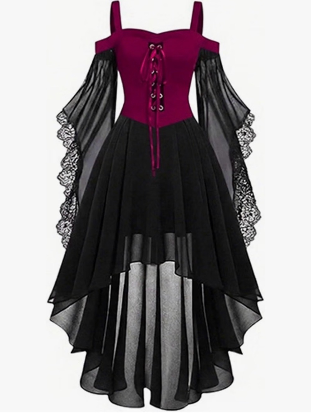 Size L - Gothic Witch Costume Women Halloween Dresses 2026